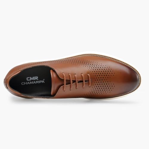 Image of CHAMARIPA Men's Invisible Height Increasing Shoes - 2.76 inch Taller | Casual Business Elevator Shoes for Men, Breathable Calfskin Upper, Suitable for Office Work & Daily Occasions