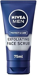 NIVEA MEN Protect & Care Exfoliating Face Scrub (75ml), Invigorating Men's Face Scrub and Face Cleanser with Aloe Vera, Exfoliating Face Wash