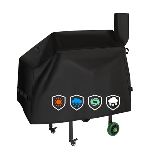 EZ-DONGTENG Heavy-Duty 600D Grill Cover fit for Green Mountain Daniel Boone Choice and Prime Standard Non-WiFi Grill Models Without Front Shelves up Compared to GMG 3001 Waterproof Fade Resistant