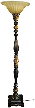 Portfolio Barada 72-in Bronze with Gold Highlights Foot Switch Torchiere Floor Lamp with Glass Shade