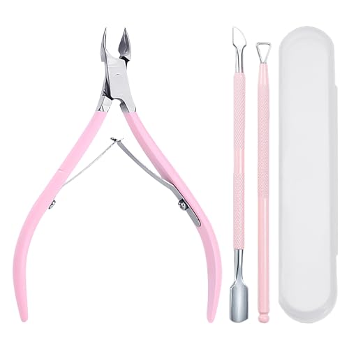 Lot de 3 outils de coupe d'ongles, coupe-cuticules en acier inoxydable, repousse-cuticules et coupe-cuticules pour ongles, ongles des orteils