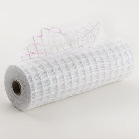 Floral Supply Online - 10 inch x 30 feet Metallic Mesh Ribbon. The Exclusive Metallic Mesh with A Unique Touch of Color and Sparkle. (WideWeave Wh/Irr) Cover