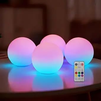 callyan 4 Pack 3-inch Smart Sphere Night Light, Rechargeable LED Ball Lights, 16 RGB Color Change Mood Lighting, Waterpro Battery Ideal for Pool Bedroom Kids Room Party and Holiday Ambient Lighting