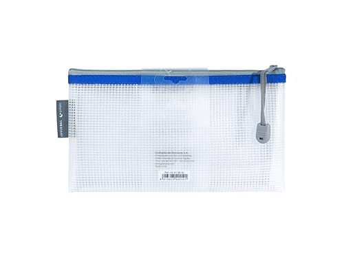 Grafoplas 4er-Pack Taschen mit Reißverschluss, EVA-Kunststoff, transparent, blauer Reißverschluss, ideal für den Transport und Schutz aller Arten von kleinen Gegenständen, Schecks oder Gutscheinen