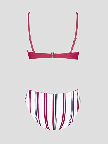 Cupshe Bikini Set For Women Two Piece Swimsuits Mid Rise Twist Reversible Bottom Adjustable Straps, S Punch Pink #TOP4