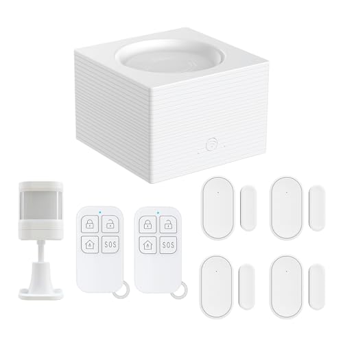 Walmeck de Alarma Inalámbrico WiFi gsm, Kit de Seguridad para el Hogar Control Global de Aplicaciones Casa Apartamento con Sensor de Movimiento Mandos a Distancia Avisos de Voz de