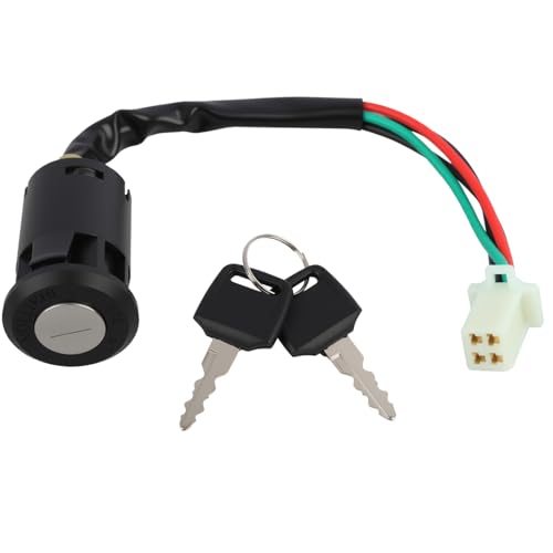 Zündschloss Motorrad 4 polig und 2 Schlüsseln für 50cc bis 250cc, Zündschloss Schalter, ATV-Zündschalter, Compatible für ATV, Quad, Dirt Bike, Pocket Bike, Vielen Chinesischen Marken