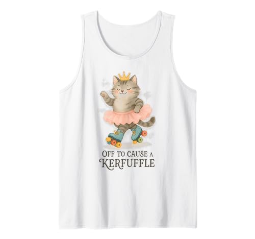 Off To Cause Kerfuffle Funny Cute Kitten Cat Sarcastic Tank Top