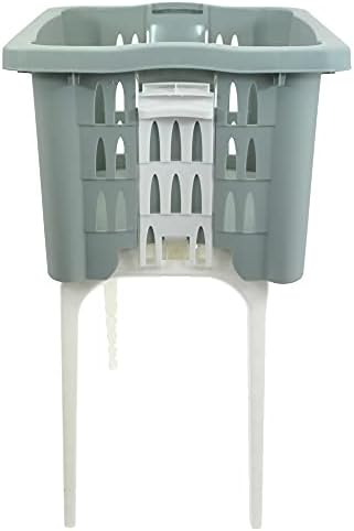 Sturdy Plastic Washing Laundry Linen Storage Basket with Folding Legs (Pastel Green)