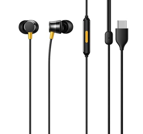 Image of Realme Buds 3 Wired Type-C in-Ear Headphones with HD Microphone, Crystal Clear Sound & Deep Bass, Compatible with realme GT Neo 6, 12x, 11 Pro+, Narzo 60 Series & Other USB-C Smartphones (Black)