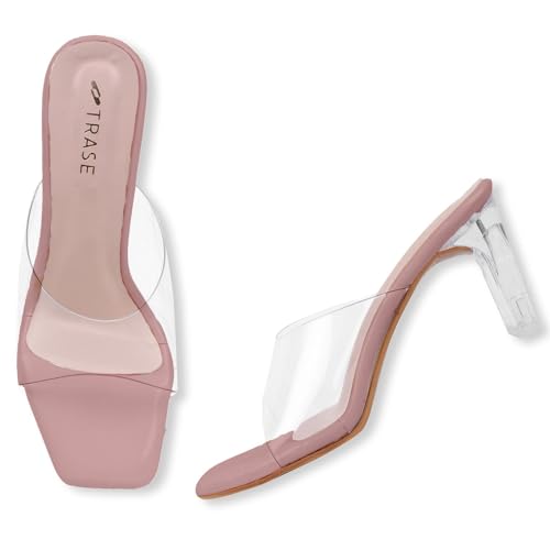 Image of TRASE Transparent Block Heels for Women Stylish | Fashionable Heel Sandals for Girls | Elegant & Formal Footwear