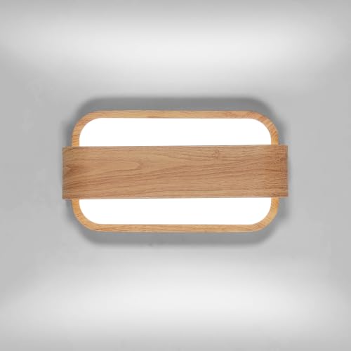 Osairous Aplique de Pared LED, Moderno Lámpara de Pared Interior, Luz de Pare Color Maderapara Dormitorio, Sala de Estar, Pasillo, 6500K Luz Blanca, 27cm