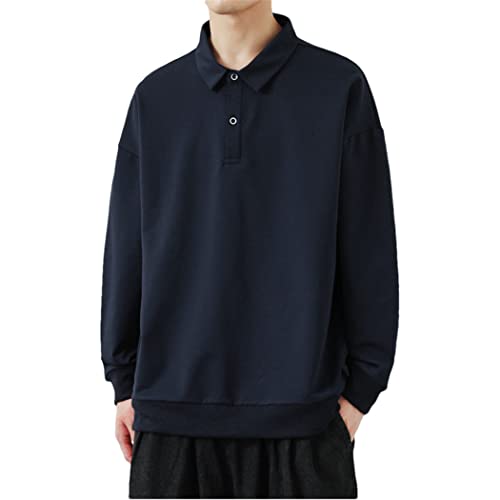 Polo à revers pour homme bleu M contre la fraîcheur : le t-shirt d'automne à manches longues idéal