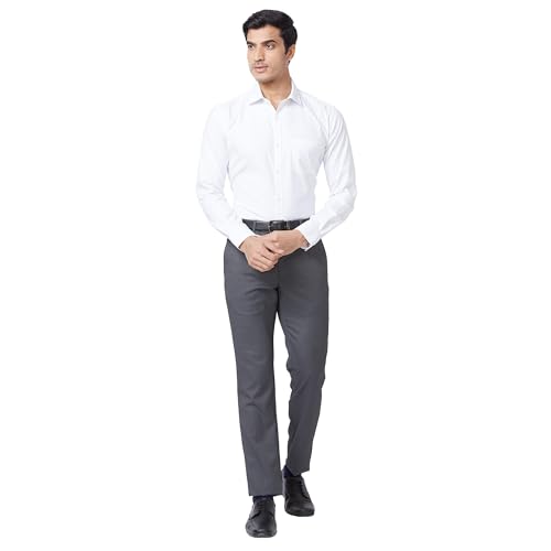 Image of Park Avenue Men's Polyester Blend Checks Small Pattern Super Slim Fit Flat Front Formal Trouser