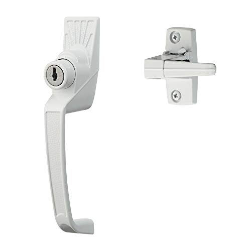 Ideal Security 12W Push Button Storm Door and Screen Door Handle with Key Lock and Storm Door Latch, White by Ideal Security - Used condition - CA$21.77