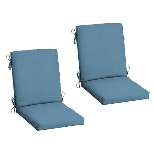 Image of Arden 2-Pack Patio Dining Outdoor Chair Cushions, 20x44, Rain-Proof Seat Pad, Fade-Resistant Outdoor French Blue Texture