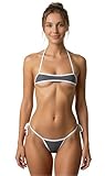 HiSexy Women Micro Bandeau Bikini Set 2 Piece Extreme Sexy Lingerie Mini Thong Swimwear Beachwear Swimsuit Bathing Suit (Grey)