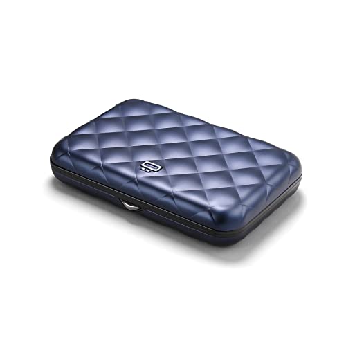 ÖGON -DESIGNS- Card holder for women, Rigid aluminum with quilted effect, RFID protection against fraud and demagnetization, Compact wallet, Lady Case HELSINKI model