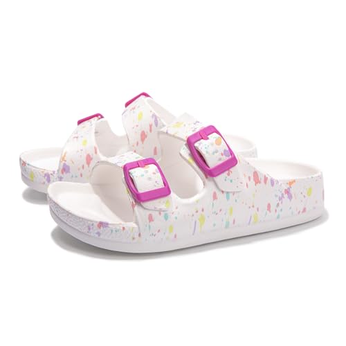 Image of FUNKYMONKEY Kids EVA Slides Waterproof Slip-on Pool Sandals for Boys Girls | Lightweight Plastic Sandals with Adjustable Double Buckle, Boys Girls Comfortable Non-slip Summer Shoes for Beach, Daily Wear