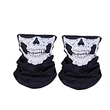 OPDENK 2 PCS Skull Mask Breathable Skeleton Masks Tubular Balaclava Ghost Bandana Face Scarf for Motorcycle Halloween Hunting Hiking Ski