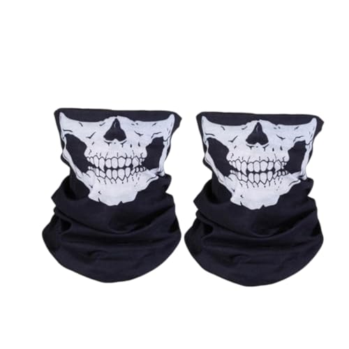 2 PCS Skull Mask Breathable Skeleton Masks Tubular Balaclava Ghost Bandana Face Scarf for Motorcycle Halloween Hunting Hiking Ski