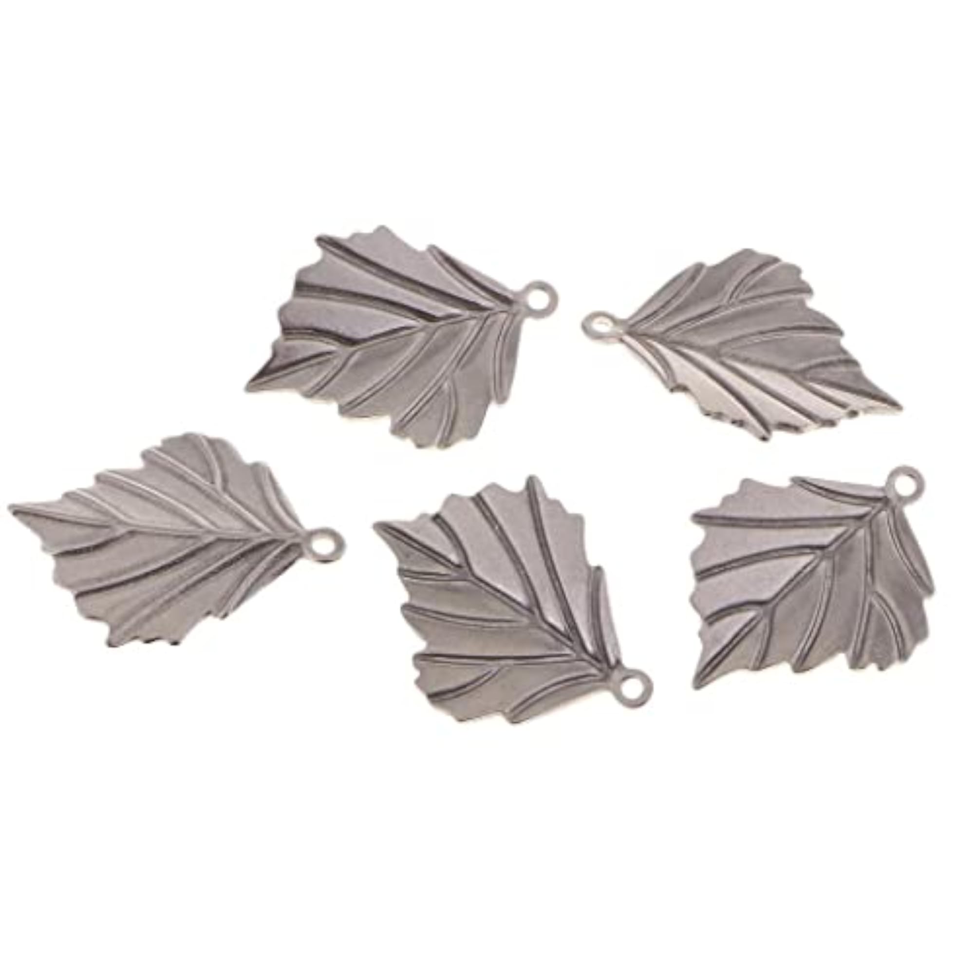 5 Pieces Maple Leaf Pendant Silver