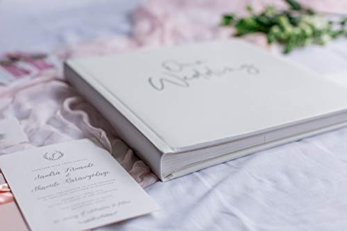 Your Perfect Day Wedding Photo Album White & Silver – Blank Wedding Scrapbook Album – Pictures & Photos Stored Safely Marriage Albums – 12 Inch Square - 2 X Pockets, Wedding Gift #TOP5