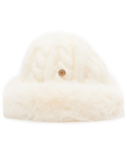 Anne Klein Fur Trim Beanie, Ivory