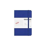 PAPERIDEAS ノート クラシック ノートブック ハードカバー 新A6ポケットサイズ(横10.6cm×縦15.1cm) ゴムバンド付き 上質紙100g・全188ページ・180度開き・しおり紐2本 (横罫, ロイヤルブルー)