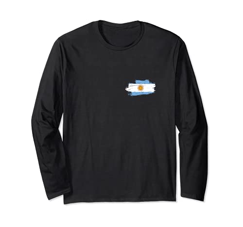 Flag Argentina Long Sleeve T-Shirt, Black