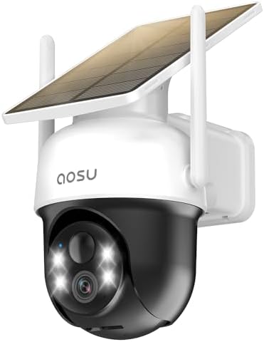 aosu 2K D1 Classic Solar Security Cameras Wireless Outdoor, 100% Wire-Free