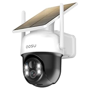 AOSU Solar Camera Security Outdoor – 100% Wire-Free Security Cameras Wireless Outdoor for Home Surveillance with Fixed Solar Panel, 360° Panoramic View, Human Auto Tracking, 2K Color Night Vision