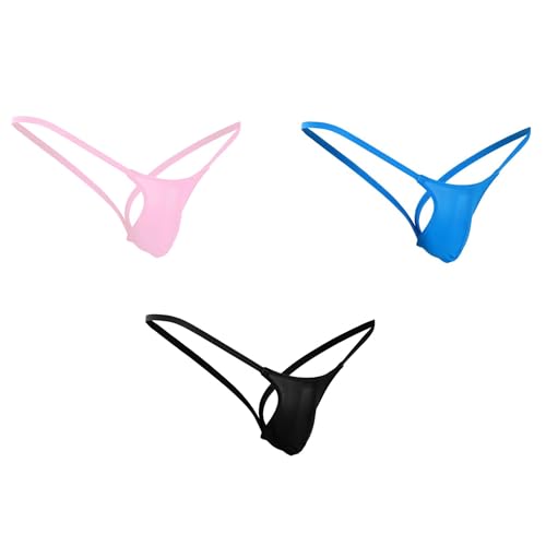 Men's Backless G-string V Back Sissies Tiny Thong Sexy Low Rise Thong 3 Pack