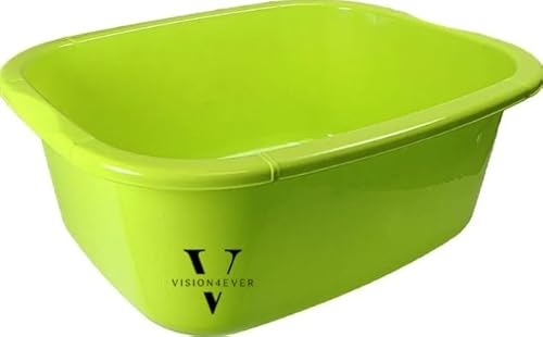 Vision4ever 1x Lime Green 11 Litres Washing Up Bowl Rectangular Plastic Multi-Purpose Basin Mixing Sink Portable Wash Basin