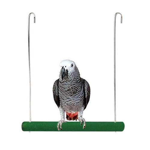 Sage Square Playful Natural Perch Wood Swing Toy Cage Hanging Platform, Climbing, Training, Workout Sand Perch for Birds (Large)