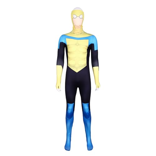 EBEZOP Mens Mark Grayson Cosplay Jumpsuit with Mask SuperHero Bodysuit Halloween Costume Overall
