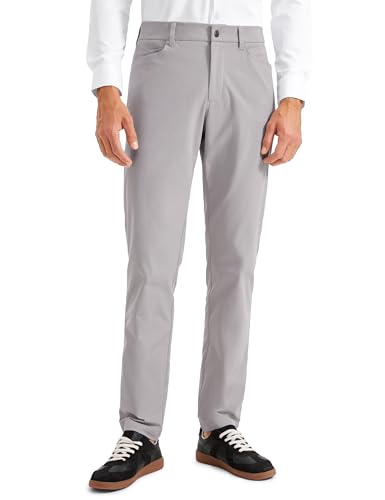 CRZ YOGA All Day Comfy 5-Pocket Golf Pants for Men - 30' Quick Dry Lightweight Casual Work Stretch Trousers Gull Gray 40W x 30L