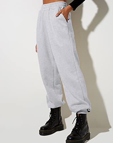 Automet Grey Sweatpants For Women Oversized Lounge Baggy Pants Cotton Joggers With Pockets #TOP2