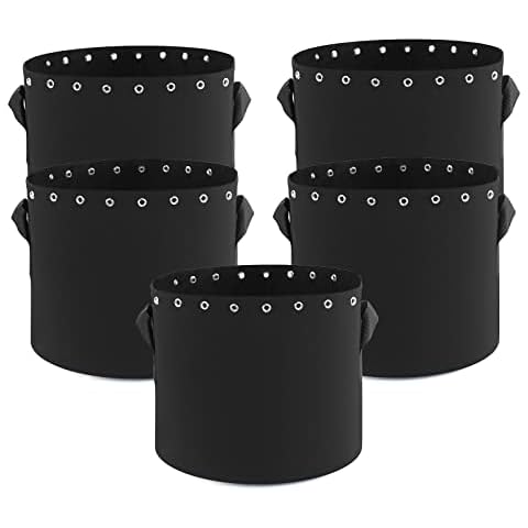 Molgoc 1 Gallon Fabric Pots with Holes,5-Pack,Heavy Duty Thickened Nonwoven Fabric Pots (1 Gallon) Cover