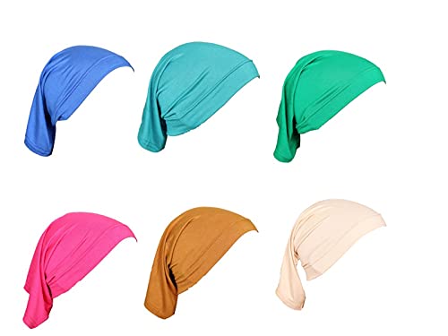 6 Pcs Women Under Scarf Hat Cap Bone Bonnet Hijab Islamic Neck Cover Muslim Under Scarf Hijab Cap Green