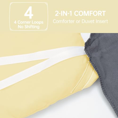 Image of MUXHOMO Oversized King Comforter Set, Lightweight Down Alternative Bed Set | All Season 3 Piece Bedding Set,Ultra Soft Down Alternative,Includes 1 Comforter 120x98 and 2 Pillow Shams 20x36,Cream Yellow