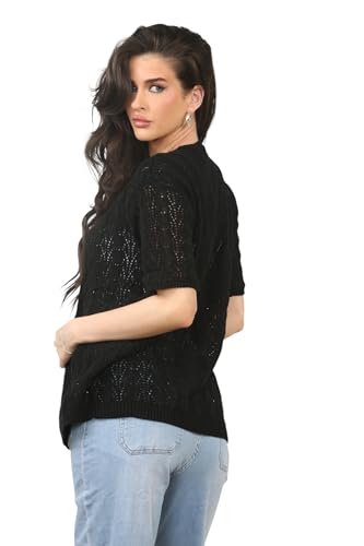 Image of Loxdonz Women's Short Sleeve Cropped Cardigan Sweaters Open Front Bolero Short Shrugs for Women