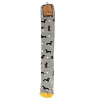 Bartleby Ladies Welly Socks - Sausage Dog Print, Grey, Size 6 (UK), 4-7, 2 Pack