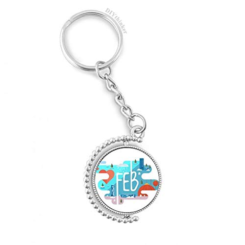 Llavero giratorio con anillo Pilgrim y motivo de febrero para un regalo de cumpleaños original