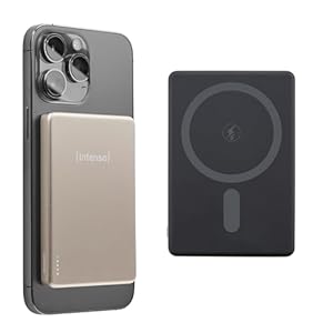 Intenso MW5000 Magnetische Powerbank 5000 mAh – MagSafe kompatibel, Wireless Charging 15W, USB-C PD 20W, Flach & Kompakt – Geprüft in Deutschland – Champagner