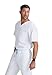 BARCO Grey’s Anatomy Classic Evan Scrub Top for Men – White, 2-Pocket Lapover V-Neck Scrub Shirt with Natural Stretch, Soil Release Fabric Finish, Soft Touch – Small, Regular Fit