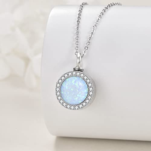 ONEFINITY Opal/Turquoise Urn Necklaces for Ashes Sterling Silver Opal Cremation Jewelry for Ashes Memory Jewelry for Women3