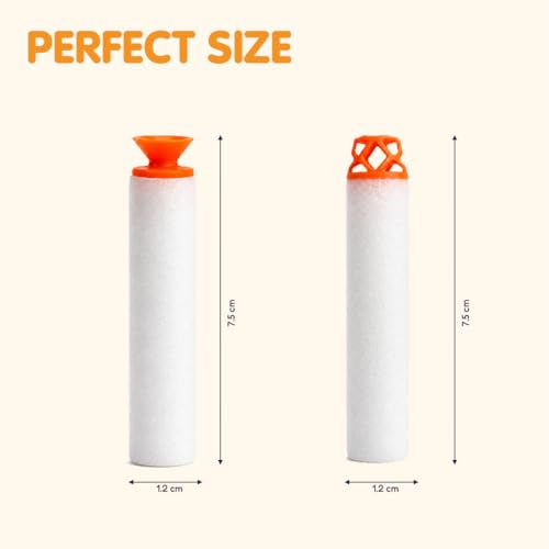 Image of 100 Soft Foam Bullets Combo | 7.2x1.2cm | for Alpha Striker (50 Suction Sticky + 50 Standard) Refill Darts for Toy Gun, Safe Kids Ammo, Indoor Outdoor Shooting Toy Accessories