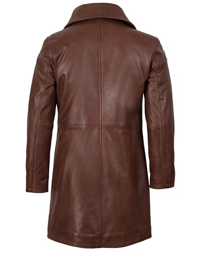 Image of Decrum Leather Coat Men - Casual Car Coat Style Real Lambskin Mens Leather Coat