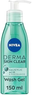 NIVEA Derma Skin Clear Wash Gel (150ml), Deep Cleansing Salicylic Acid Face Wash Enriched with Niacinamide to Cleanse Pores and Remove Impurities, For Blemish-Prone Skin